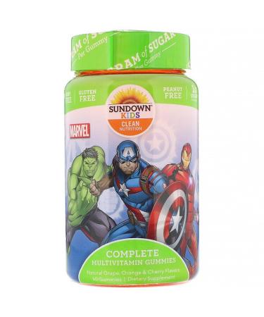 Sundown Naturals Kids Complete Multivitamin Gummies Marvel Avengers Natural Grape Orange & Cherry Flavors 60 Gummies