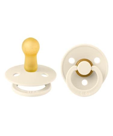 BIBS Pacifiers | Natural Rubber Baby Pacifier | Set of 2 BPA-Free Soothers | Made in Denmark | Ivory | Size 6-18 Months 6-18 Month Ivory Color