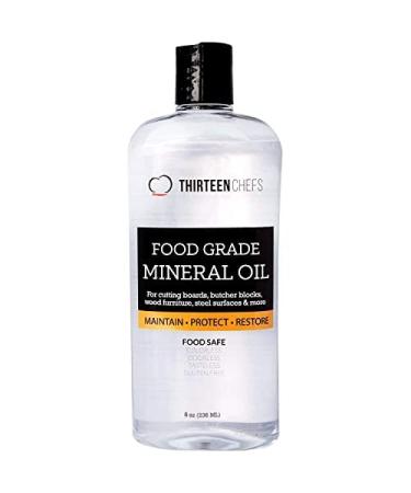 Thirteen Chefs Cutting Board Oil - Food Grade Mineral Oil and Conditioner for Cutting Boards, Countertops, and Wood Butcher Blocks - Made in The USA 8 Fl Oz