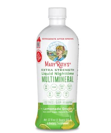 Nighttime Liquid Multimineral Supplement | Sugar Free | Natural Sleep Support for Adults & Kids | NO Melatonin | Magnesium, Calcium & MSM | Lemonade Flavor | Vegan | Gluten Free | 32 Servings