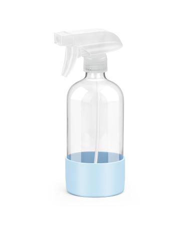 Rionisor Glass Spray Bottles with Silicone Sleeve Protection Empty 16 oz Refiilable Containers Reusable Spray Bottles with Adjustable Nozzle for Hair Cleaning Solutions Essential Oils 1 Pack Blue