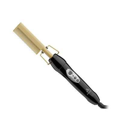 Andis 38335 Professional Heat Ceramic Press Comb for Hair  Straightener - 450F High Heat with Dual Voltage - 20 Adjustable Heat-Settings  30 Min Auto Shut-Off  Gold Ceramic Gold