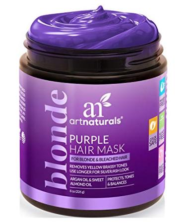ArtNaturals Purple Hair Mask for Blonde, Silver & Platinum Hair - Removes Yellow Brassy Color, Repairs Dry & Bleached Hair - Deep Conditioning Treatment Hair Moisturizer - Sulfate Free (8 Oz/226g)