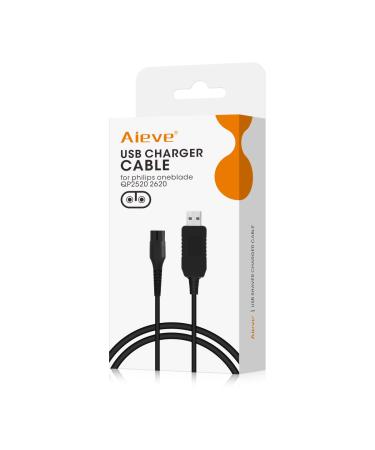 Aieve Charger for Philips One Blade QP2520 4.3V USB Charging Cable Replacement Charger Cord for Philips Norelco One Blade QP2520 QP2620 A00390 QG3320 RQ320 RQ328 RQ330 RQ331 RQ338 RQ350 Series 1000