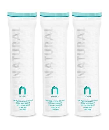R-NEU Cotton Rounds 300 Count Makeup Remover and Facial Cleansing Round Cotton Pads Waffle Textured Hypoallergenic 100% Natural Cotton Wipes 2.25 Inch Diameter (300 Pack)