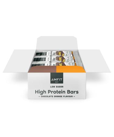 Amazon brand: Amfit Nutrition protein bar with a low sugar content (19.8G protein-2.1gr sugar) with chocolate orange taste 60 g (12-pack) chocolate orange 60 g (12-pack)