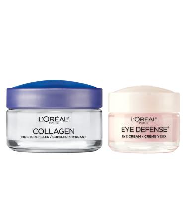 L'Oreal Paris Collagen Face Moisturizer Day and Night Cream 1.7 oz +?Dermo-Expertise Eye Defense Eye Cream 0.5 oz Moisturizer + Eye Cream 2 Piece Set