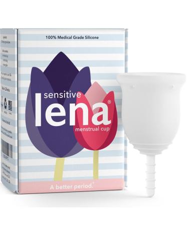 Lena Sensitive Menstrual Cup | Soft Reusable Beginner Period Cup | 12h Wear | Tampon Pad and Period Disc Alternative | Feminine Care Hygiene Products (Clear Small) Small Sensitive Clear