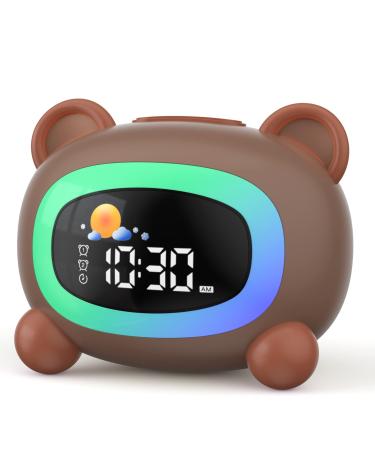 LIORQUE Kids Alarm Clock Children's Sleep Trainer Grow Clocks for Kids with Sun & Moon Rise Wake Up Light & Night Light Sleep Training Clock for Toddlers Bedroom Bear