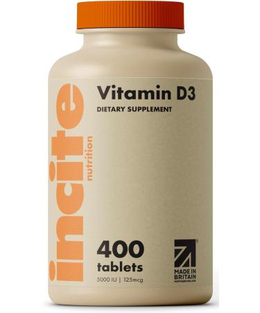 Incite Nutrition Vitamin D 5000 iu - 400 Premium Vitamin D3 Easy-Swallow Micro Tablets - One a Day High Strength Cholecalciferol VIT D3 5000iu - Vegetarian Supplement - Made in The UK Vitamin D3 5000iu