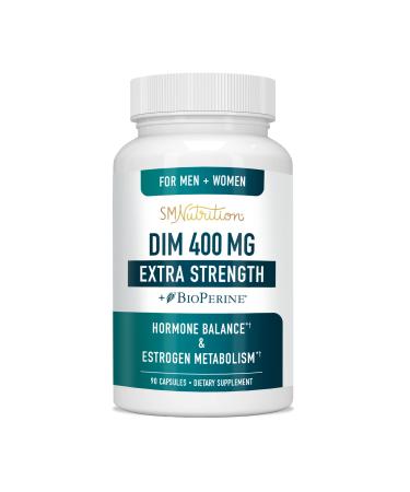 Extra Strength DIM Supplement 400MG | Hormone Balance & Estrogen Metabolism for Men and Women | Menopause, Acne, Hot Flashes Relief & Antioxidant Support | Soy-Free, Gluten-Free | 90 Capsules DIM 400mg