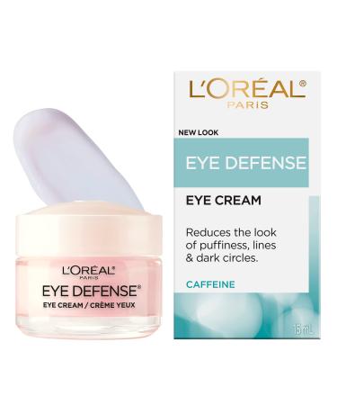 L Or al Paris Eye Defense Caffeine Eye Cream with Hyaluronic Acid and Caffeine to Reduce look of Under Eye Wrinkles and Reduce Appearance of Puffiness For Sensitive Skin 15ml Eye Cream - 15mL