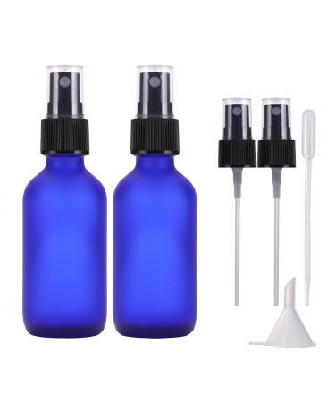 LIYUABU 60ml Frosted Blue Empty Glass Spray Bottles Small Fine Mist Atomiser Refillable Reusable Travel Spray Bottles for Essential Oil Hair Aromatherapy Perfumes Cleaning(2 Pack) Frosted Blue 2 pack