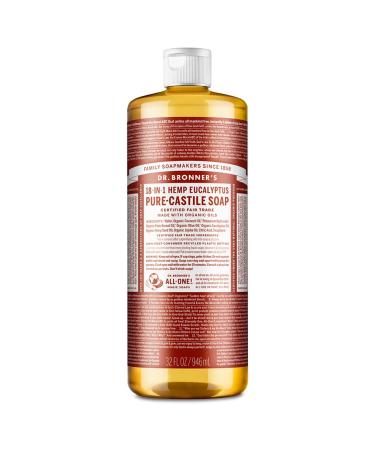 Dr. Bronner Magic Soaps Pure Castile Soap 18-in-1 Hemp Eucalyptus 32-Ounce Eucalyptus 946 ml (Pack of 1)