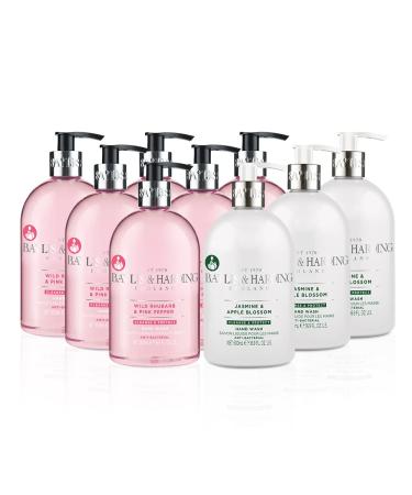 Baylis & Harding Anti-Bacterial Hand Wash Bundle: 6 x 500 ml Rhubarb & Pink Pepper & 3 x 500 ml Jasmine & Apple Blossom (9 bottles) - Vegan Friendly Anti-Bac Hand Wash Bundle