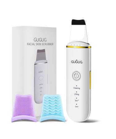 GUGUG Skin Scrubber Skin Spatula Blackhead Remover with 4 Modes, Pore Spatula for Face, Facial Spatula for Deep Cleansing-White