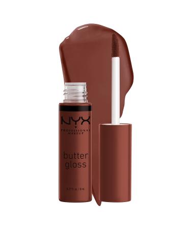 NYX PROFESSIONAL MAKEUP Butter Gloss Brown Sugar  Non-Sticky Lip Gloss - Brownie Drip (Deep Brown) 51 Brownie Drip 0.27 Fl Oz (Pack of 1)