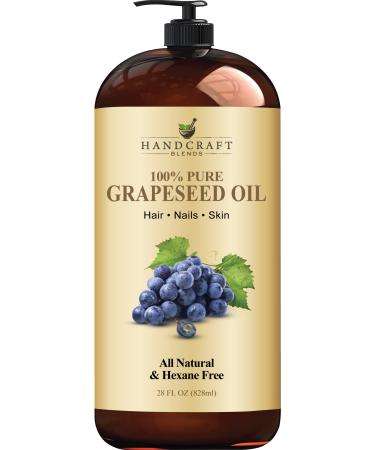 Handcraft Grapeseed Oil - 100% Pure and Natural - Premium Therapeutic Grade Carrier Oil for Aromatherapy Moisturizing Skin and Hair - 828 ml Grapeseed 828.00 ml (Pack of 1)