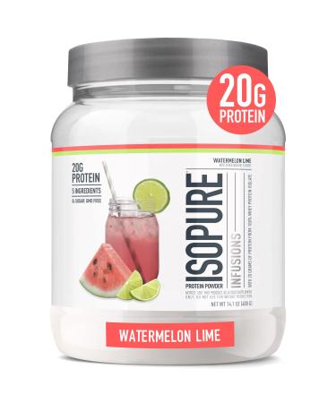 Isopure Protein Powder  Clear Whey Isolate Protein  Post Workout Recovery Drink Mix  Gluten Free with Zero Added Sugar  Infusions- Watermelon Lime  16 Servings Watermelon Lime 16 Servings (Pack of 1)