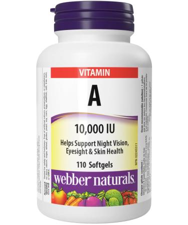 Webber Naturals Vitamin A 10 000 IU 110 Softgels Helps Support Eye and Skin Health