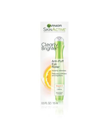 Garnier SkinActive Clearly Brighter Anti-Puff Eye Roller, 0.5 Fl Oz (15mL), 1 Count (Packaging May Vary) 0.5 Ounce (Pack of 1)