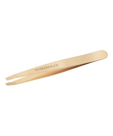 TWEEZERMAN Eyebrow Tweezers Slanted Tip Stainless Steel Cream White