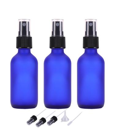 LIYUABU 60ml Frosted Blue Empty Glass Spray Bottles Small Fine Mist Atomiser Refillable Reusable Travel Spray Bottles for Essential Oil Hair Aromatherapy Perfumes Cleaning(3 Pack) Frosted Blue Paquet de 3