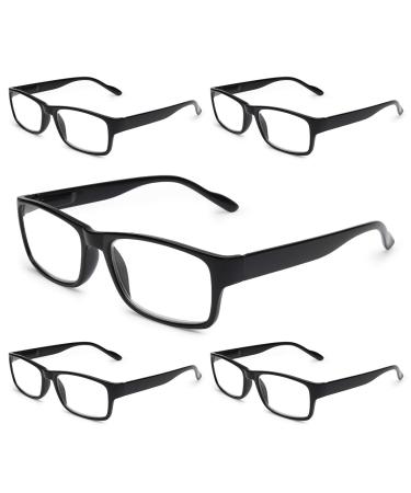 Gaoye 5-Pack Reading Glasses Blue Light Blocking Spring Hinge Readers for Women Men Anti Glare Filter Lightweight Eyeglasses Black 1.5 x