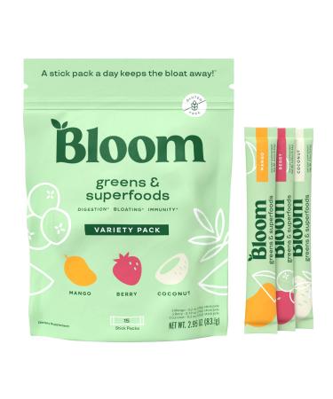 Bloom Nutrition Green Superfood Stick Packs | Super Greens Powder Juice & Smoothie Mix | Complete Whole Foods Organic Spirulina and Chlorella Probiotics Digestive Enzymes & Antioxidants (Variety) Variety Pack 2.95 Ou...