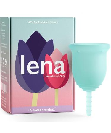 Lena Menstrual Cup | 12hr Reusable Period Silicone Soft Cup | Tampon and Pad Alternative for Teenagers & Adults | Light to Heavy Menstruation Flow | Feminine Care Hygiene Products (Turquoise Small) Small Classic Turquoise