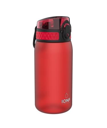 Ion8 Kids Water Bottle 350 ml/12 oz Leak Proof Easy to Open Secure Lock Dishwasher Safe BPA Free Carry Handle Hygienic Flip Cover Easy Clean Odour Free Carbon Neutral Red 350ml OneTouch 1.0