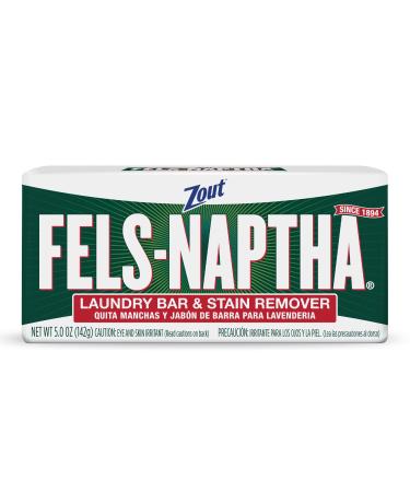 Zout Fels-Naptha Laundry Bar and Stain Remover Tough Stain Removal 5 Ounces