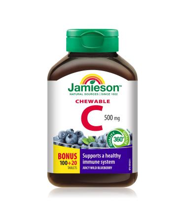 Chewable Vitamin C 500 mg - Wild Blueberry Flavour Wild Blueberry 120 count (Pack of 1)