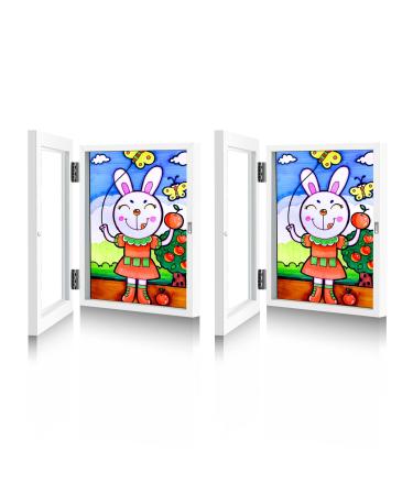 Sank Kids Art Frames Projects Front Opening and Changeable Picture Display for DIN. A4 Art-Work Storage Frames Crafts Drawing Hanging Art 8.3x11.8 (White 2 Packs)
