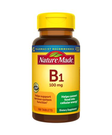 Nature Made Vitamin B1 100 mg, Dietary Supplement for Energy Metabolism Support, 100 Tablets, 100 Day Supply