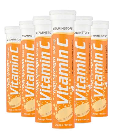 120 Vitamin C Orange 1000mg Effervescent Tablets *6 Packs of 20* HIGH Strength 20 count (Pack of 6)
