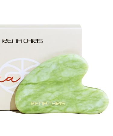 Rena Chris Gua Sha Facial Tools Natural Jade Stone Guasha Manual Massage Sticks for Jawline Sculpting and Puffiness Reducing Scraping Massage Tool Skin-Care Tool (Mint Green)