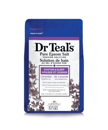 Dr Teal s Salt Soak with Pure Epsom Salt Soothe & Sleep with Lavender 3 lbs (Packaging May Vary)