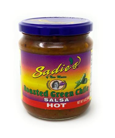 Sadie's of New Mexico Roasted Green Chile Hot Salsa 16oz (1)