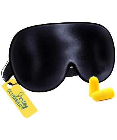 Silk Sleep Eye Mask for Men Women, Comfortable Super Soft Eye Mask With Adjustable Strap, 100% Pure Silk, Works With Every Nap Position, Ultimate Sleeping Aid Blindfold, Blocks Light, Jersey Slumber 1 Count (Pack of 1) Black