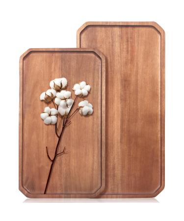 40.6 cm and 35.6 cm serving panels made of acacia wood decorative plate for fruit food trays charcuterie plates rectangular plates kitchen counter cheese board 16 "X 8" & 14 "X 8"