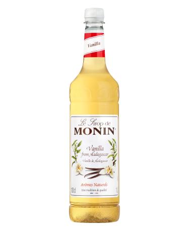 MONIN Premium Vanilla Syrup 1L for Coffee and Cocktails. Vegan-Friendly Allergen-Free 100% Natural Flavours and Colourings Vanilla 1 l (Pack of 1)