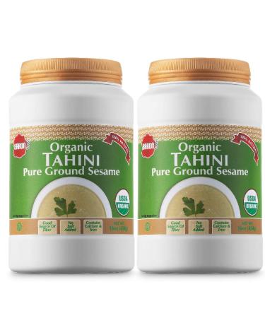 Baron's USDA Organic Tahini Pure Sesame Paste  Rich & Creamy for Hummus Baba Ghanoush & Dressings  Kosher Vegan Unsalted Ground Seeds  Gluten- & Peanut-Free Keto-Friendly  2 Jars of 16 Oz.