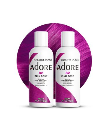 Adore Semi Permanent Hair Color - Vegan and Cruelty-Free Hair Dye - 4 Fl Oz - 082 Pink Rose (Pack of 2) 082 Pink Rose 4 Fl Oz (Pack of 2)