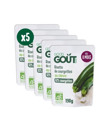 GOOD GO T - Zucchini Risotto With Goat - Cooking Dish For Baby - From 8 Months - Milled Pur e - Made in France - Micro-Ripple Bags - 5x190g