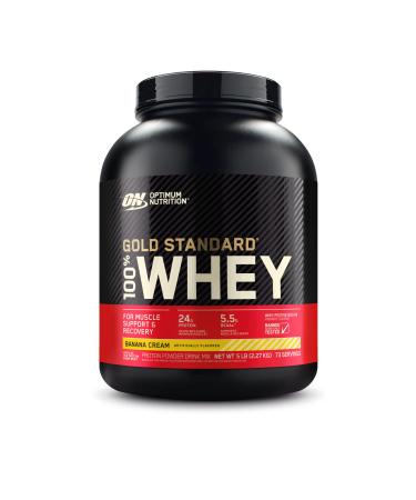 Optimum Nutrition Gold Standard 100% Whey Protein Powder  Banana Cream  5 Pound (Packaging May Vary) Banana Cream 5 Pound (Pack of 1)