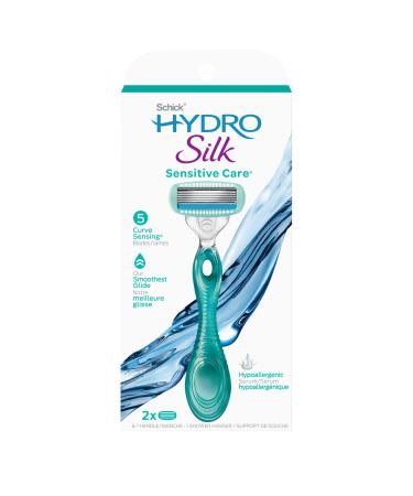 Schick Hydro Silk Sensitive Skin Razor for Women with 2 Moisturizing Razor Blade Refills Hydro Silk Sensitive & 2 Refills