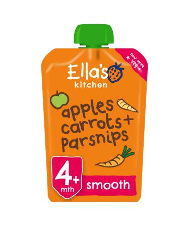 Ella's Kitchen Stage 1 From 4 Months Organic Carrot Apple and Parsnip 120 g (Pack of 7) Apple Lemon Fruit Blueberries large