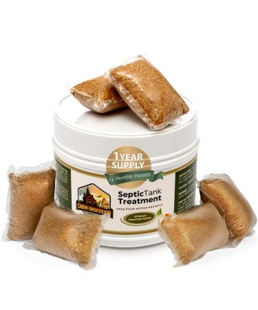 Septic Tank Treatment - 1 Year Supply of Dissolvable Easy Flush Live Bacteria Packets (12 Count) - Best Way to Prevent Expensive Sewage Backups - Made in USA