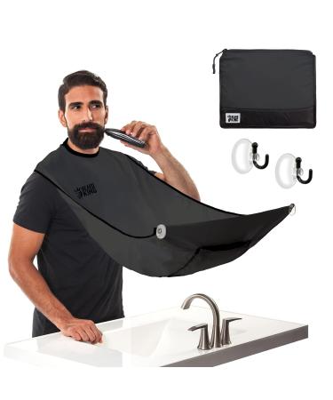 BEARD KING The Official Beard Bib - Hair Clippings Catcher & Grooming Cape Apron - "As Seen On Shark Tank" Black